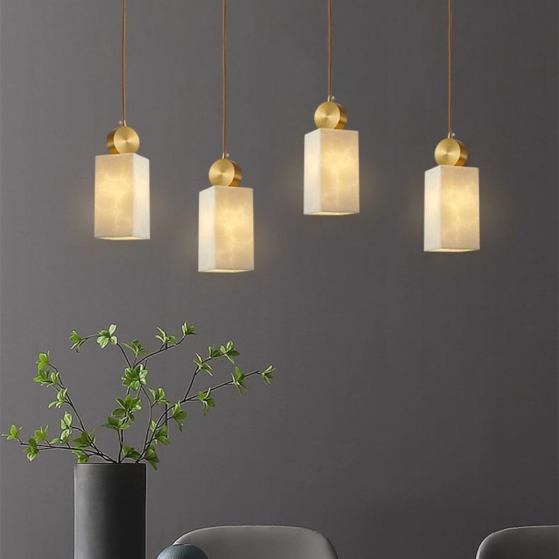 餐厅吊灯现代简约房间卧室床头吊灯轻奢风灯具新中式创意云石灯