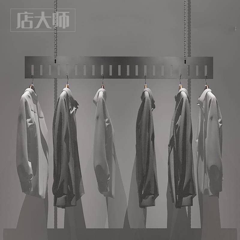 服装店吊架展示架铁艺陈列货架链条吊顶挂衣服架子地柜悬挂侧挂架