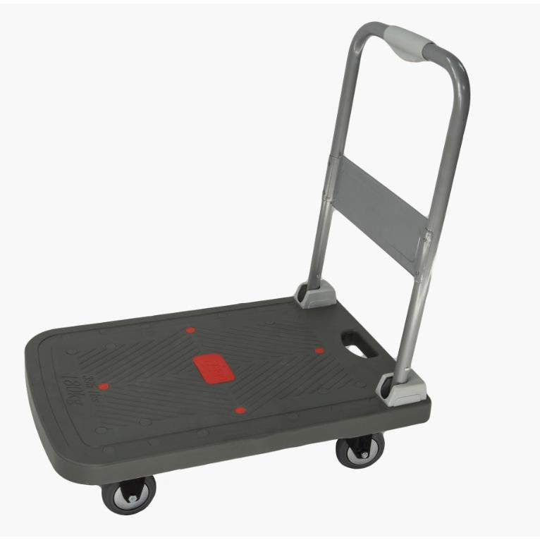 塑料平板手推车单层静音易折叠拖车货物推车仓库搬运车