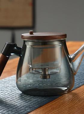 飘逸杯泡茶壶全玻璃内胆胡桃木加厚茶水分离过滤泡茶杯家用茶具器