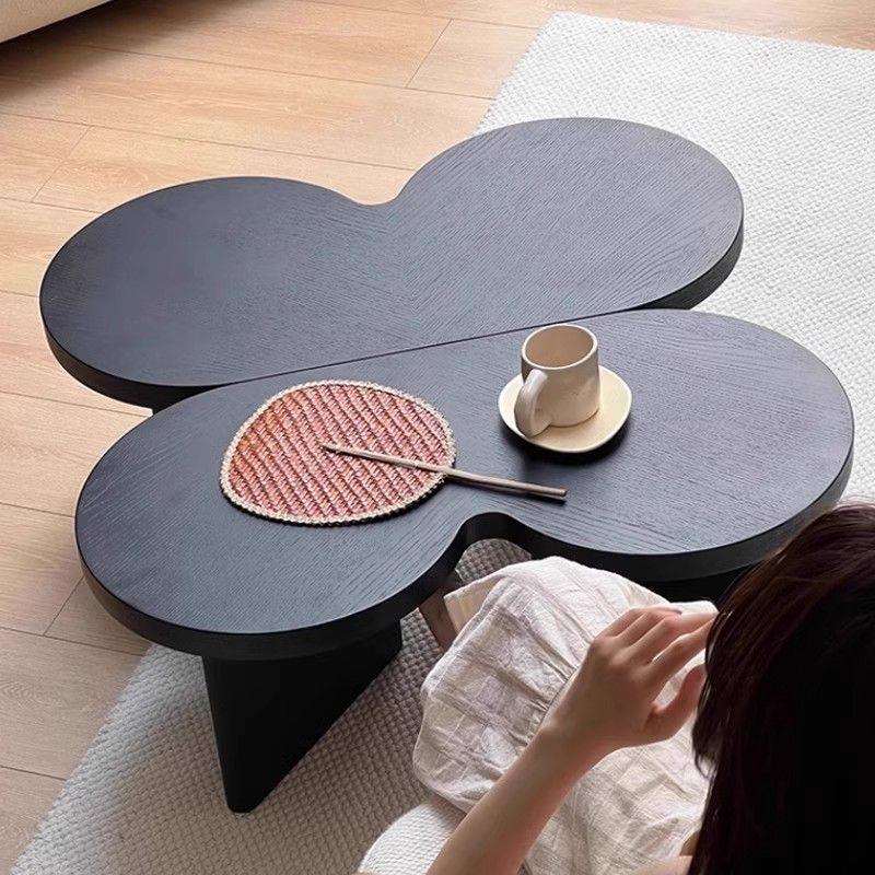 茶几北欧法式小户型黑色实木现代组合轻奢简约设计师客厅圆形家用