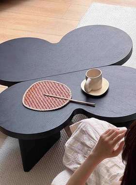 茶几北欧法式小户型黑色实木现代组合轻奢简约设计师客厅圆形家用