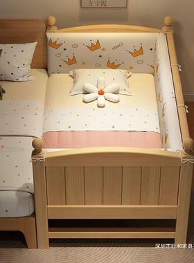 实木儿童拼接床高度可调加宽床边床大人可睡男孩女孩加宽婴儿小床