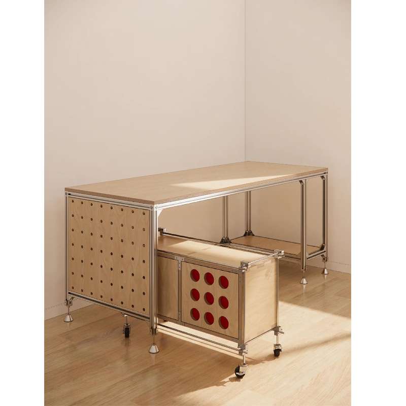 简约现代家用海洋板铝型材书房书桌带拐角文件柜电脑桌办公写字桌