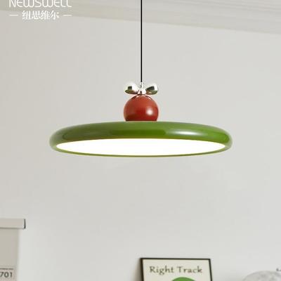 绿色奶油风餐厅吊灯简约现代书房卧室吧台餐桌灯设计师复古飞碟灯