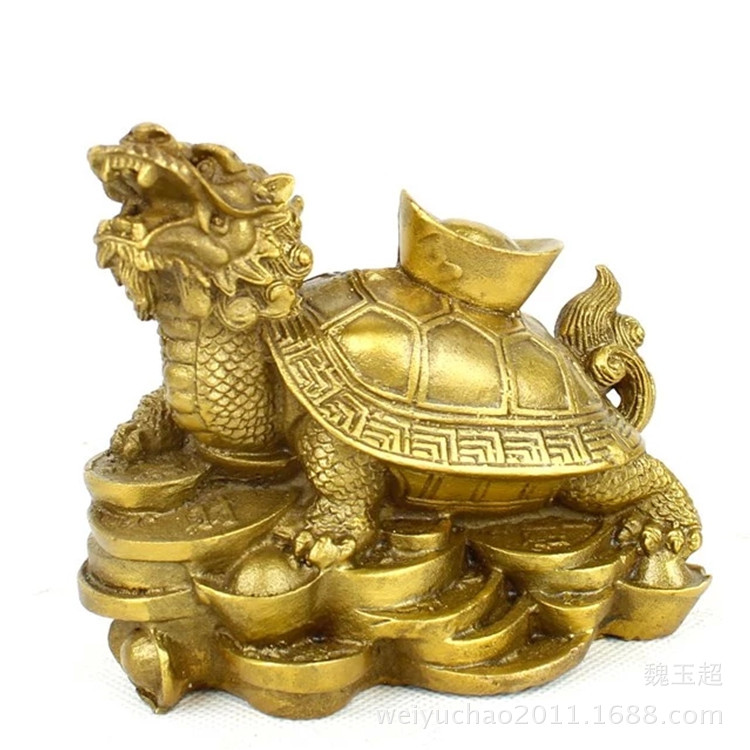 铜龙龟摆件纯铜龙头龟托元宝金钱龟家居客厅工艺品玄关装饰品摆设
