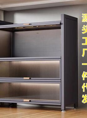 加厚加长1.2米厨房置物架多层碗柜微波炉收纳柜防水防灰尘餐边柜