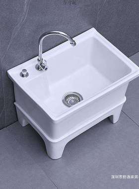 陶瓷拖把池阳台墩布池大号方形长拖把洗宽拖布盆台控自动下水器厂