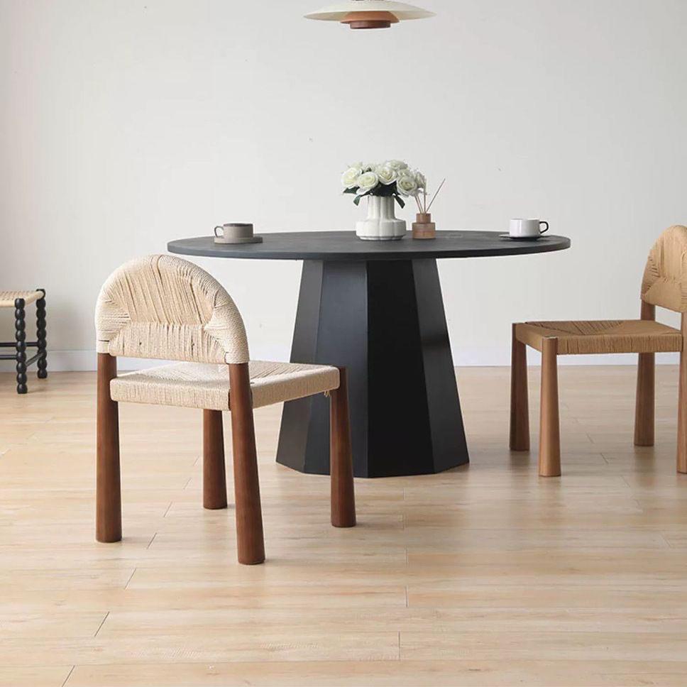 复古中古实木水编织藤椅设计师民宿餐厅藤编中古风法式实木椅子