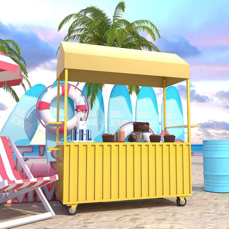 商业街小推车网红创意移动花车户外夜市促销车地摊车摆摊架展示架
