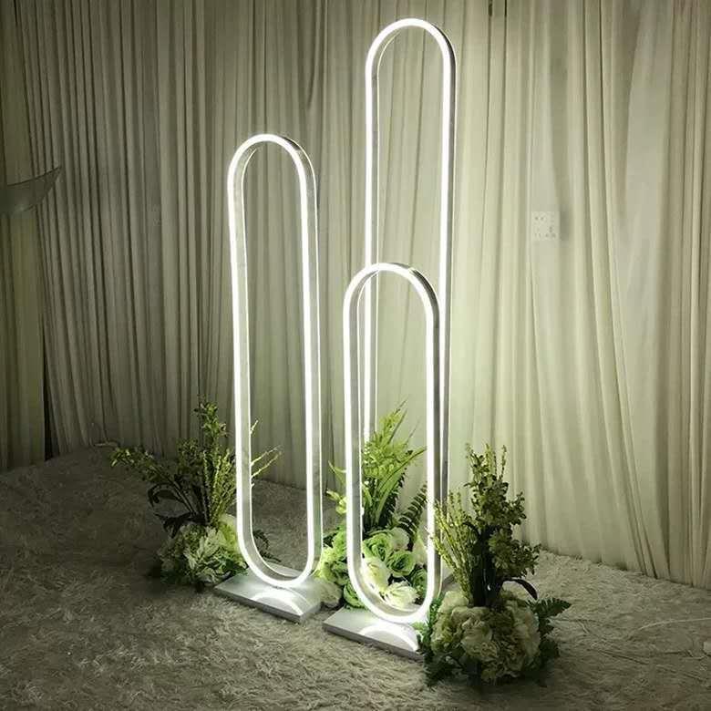 新款婚庆道具椭形发光路引三件套T台迎宾区现场布置橱窗装饰摆件