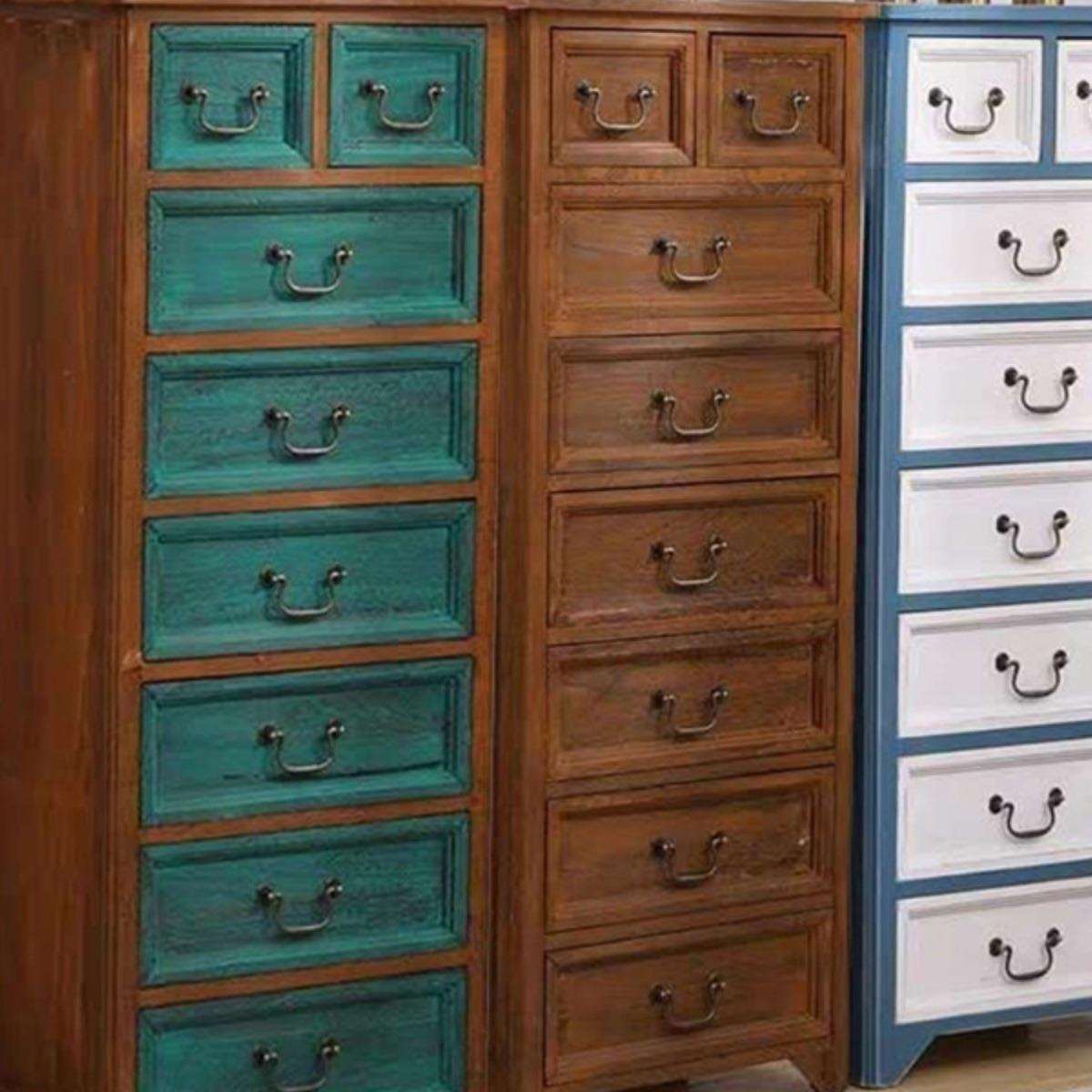 美式实木斗柜收纳柜整装客厅五斗柜靠墙抽屉式储物柜卧室复古柜子