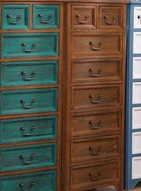 美式实木斗柜收纳柜整装客厅五斗柜靠墙抽屉式储物柜卧室复古柜子