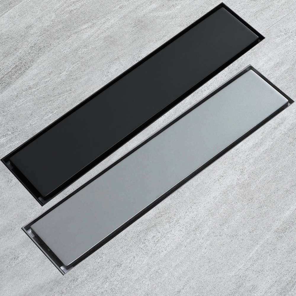 HIDEEP304不锈钢长地漏黑色 配翻版防臭300*68mm现代简约