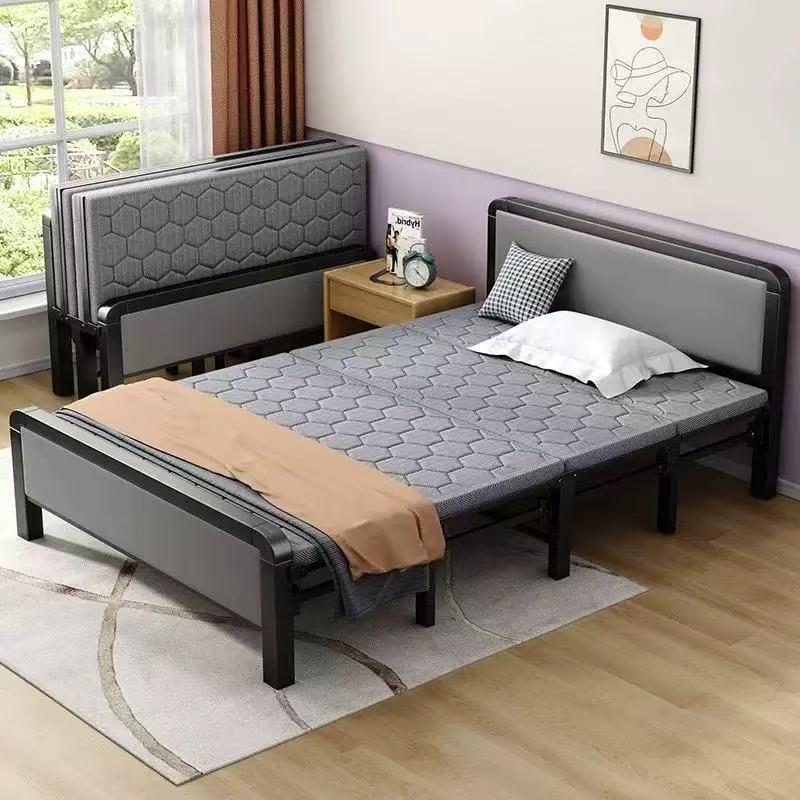 折叠软包床出租屋四折行军床家用木板床耐用便携可折叠午睡床