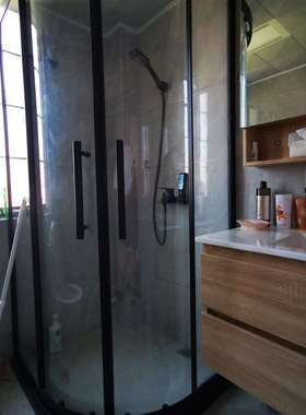 干湿分离屏风整体淋浴房隔断网红家用卫生间浴室玻璃门洗澡间浴屏