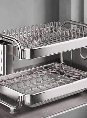 加厚不锈钢碗碟收纳架沥水碗盘厨房置物架多功能放碗碟子盘子碗架