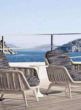 户外沙发庭院铝合金露天阳台防水防晒民宿设计师休闲藤编家具组合