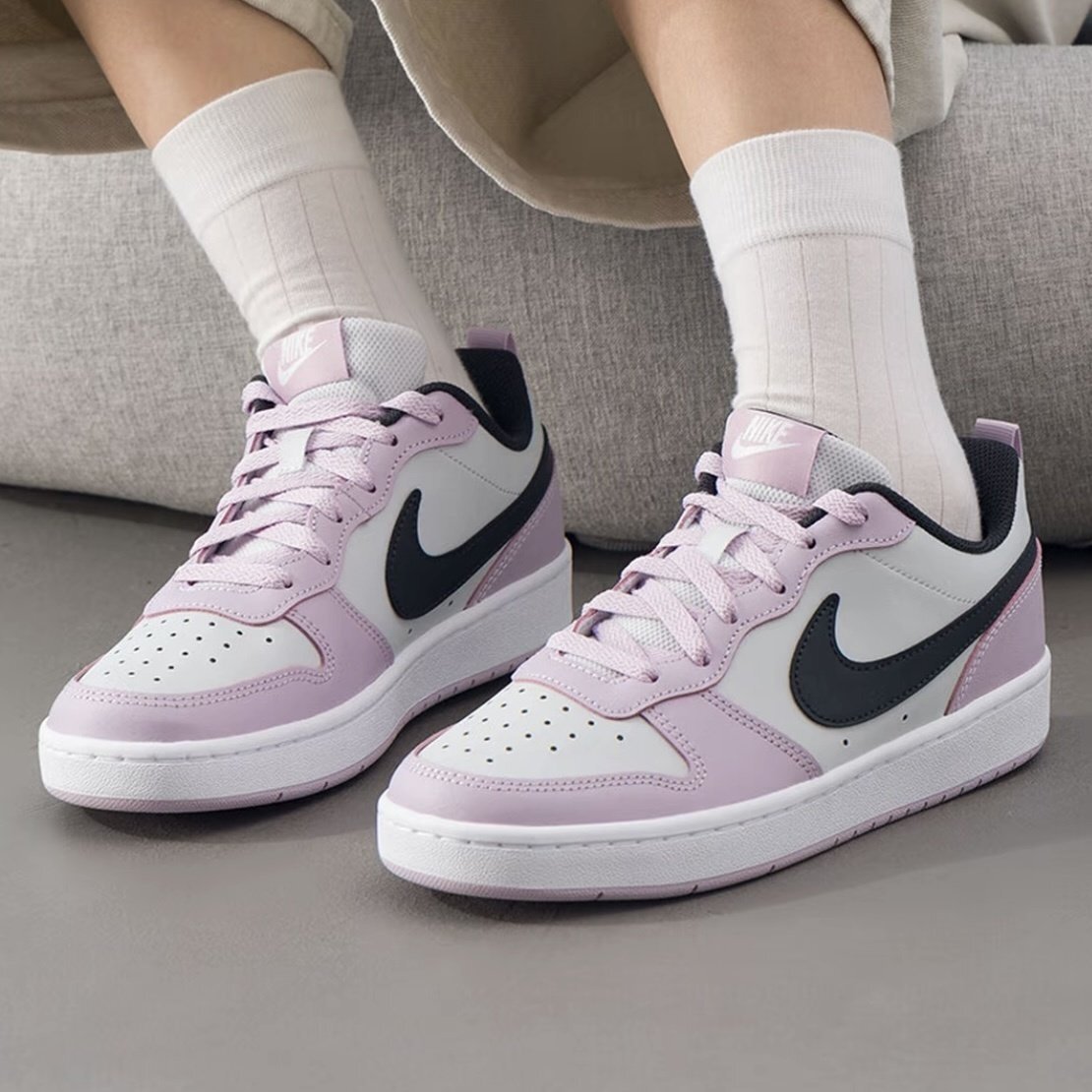 NIKE耐克CourtBorough板鞋樱花粉女鞋休闲舒适板鞋透气板鞋运动鞋