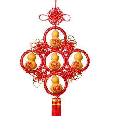葫芦挂件天然五福临门文玩客厅卧室玄关中国结家居工艺品墙壁装饰