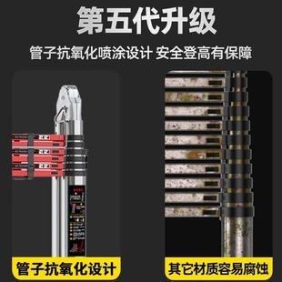人字伸缩梯不锈钢加厚工程折叠梯 置迈家用多功能便携升降楼梯子