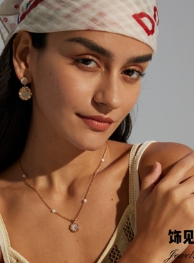 新款法式复古母贝锆石原创设计高级感项链气质小众轻奢耳环秋冬女