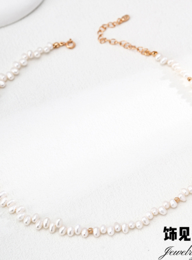 新款高级感天然珍珠项链女小众设计轻奢锁骨链18K金珍珠颈链配饰