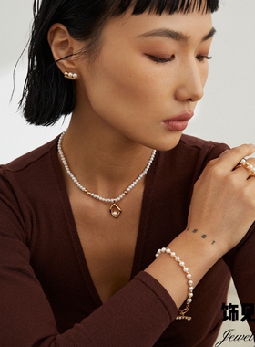 平衡木复古小众贝珠手链轻奢高级感设计气质耳钉时尚通勤戒指配饰