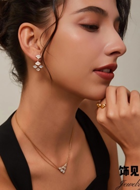 贝壳浅海秘境鱼鳞宴会名媛风项链浪漫轻奢气质小众高级感耳环女
