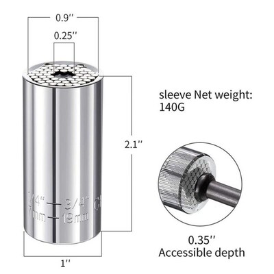 4Pcs Adjufstable Universal Socket Wrench Set with 360 Degree