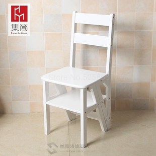 Solid cwood home multi-function folding ladder chair indoor