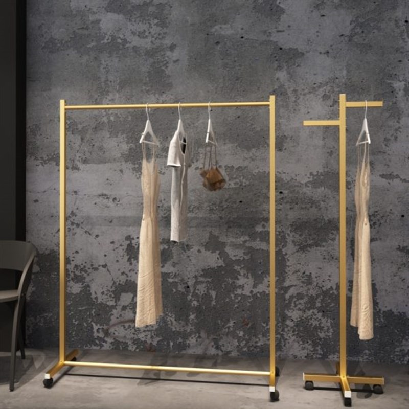 北欧风落地衣架卧室简约挂衣架金色衣帽架M单杆晾衣架衣服架子滑