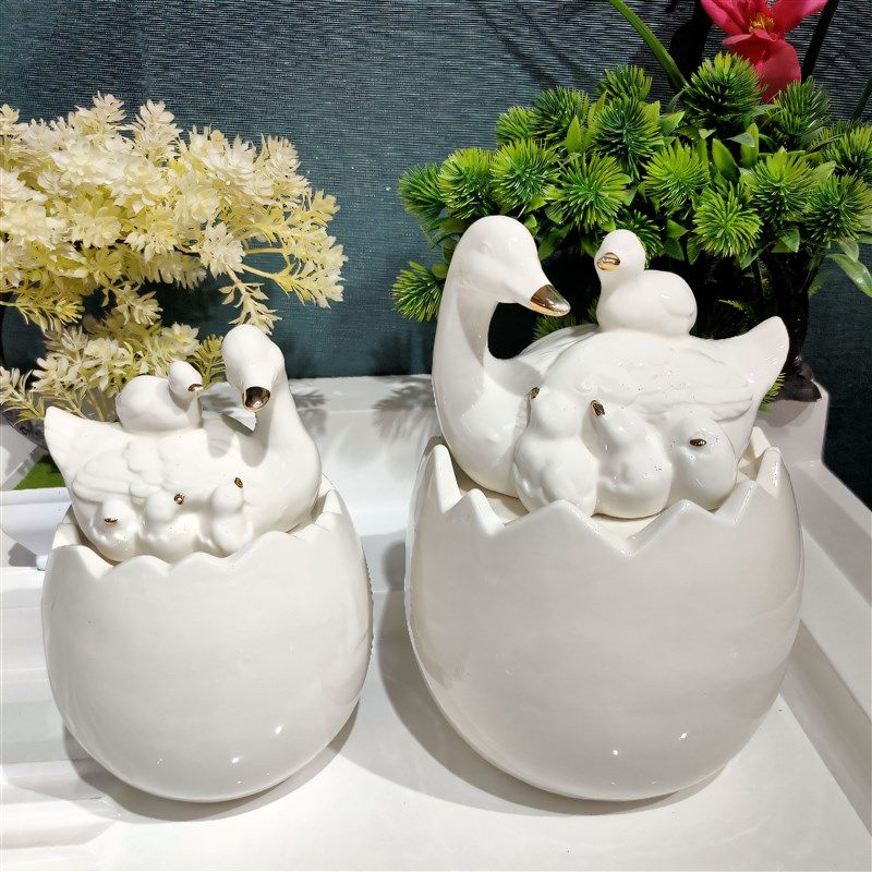高温白瓷天鹅蛋形双拼亲子摆件套装高度17/20O.5/样品孤品不单拆,家居饰品,桌面摆件,淘宝优惠券,粉丝福利购,淘宝优惠卷