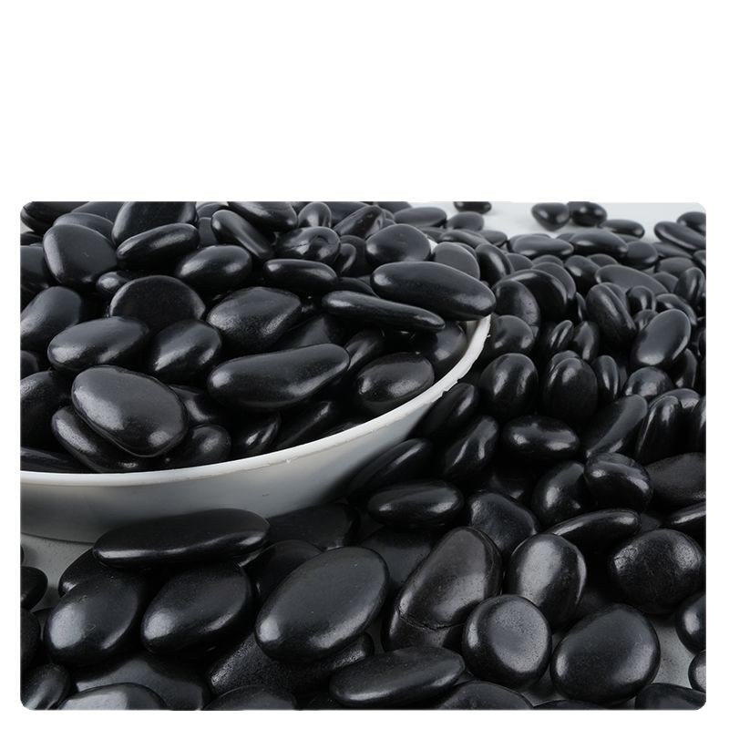 地黑色黑花园庭院铺路石头造景石子装H饰鹅卵石黑铺斤园林雨花石