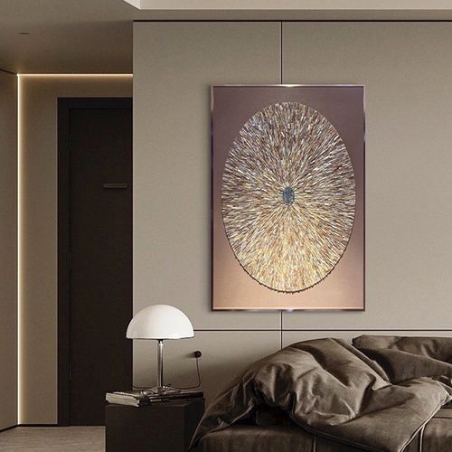 现代轻奢入门玄关装饰画5d立体高档别墅客L厅背景墙挂画贝壳实物