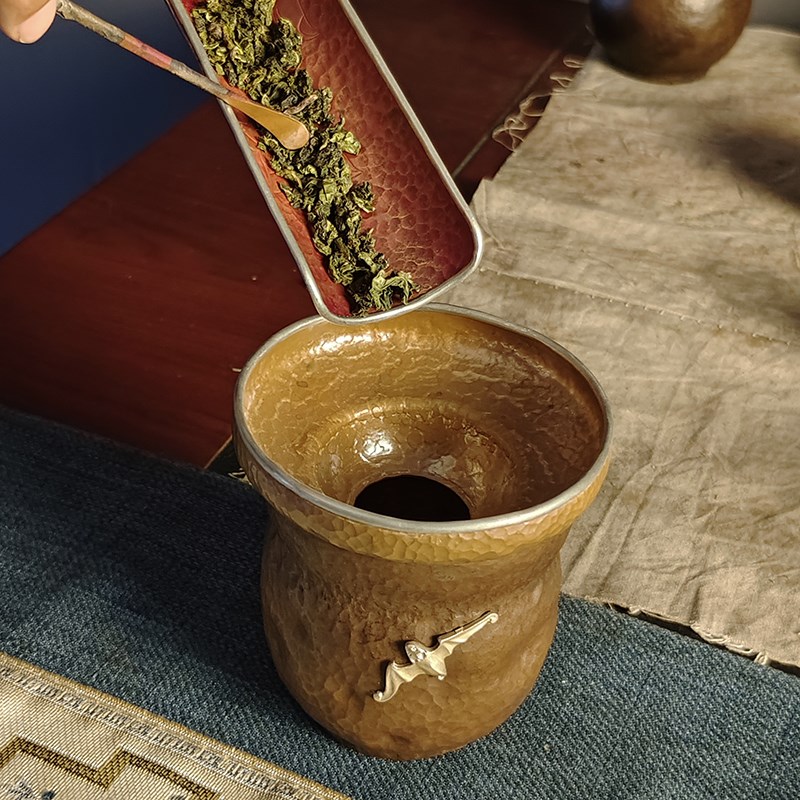 日式纯手工复古紫铜投茶器茶叶漏斗功G夫茶具导茶入壶器茶道零配