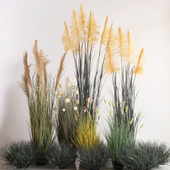 大型仿真绿植造景芦苇草商场露营风装 饰假树植Q物室内落地盆栽摆