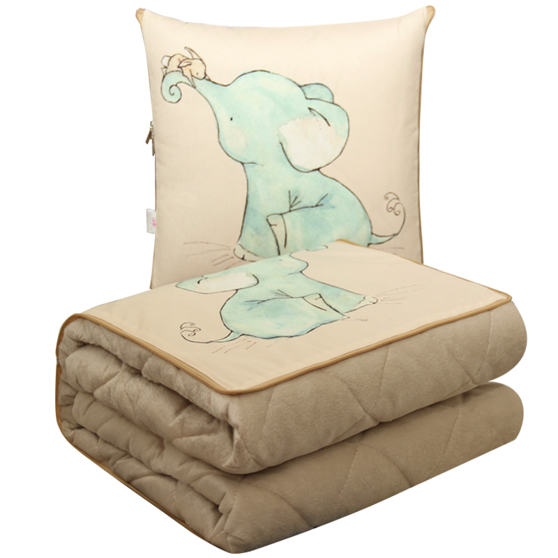 冬季加厚抱枕被子k两用办公室毯子腰靠垫靠枕头被折V叠汽车用午睡