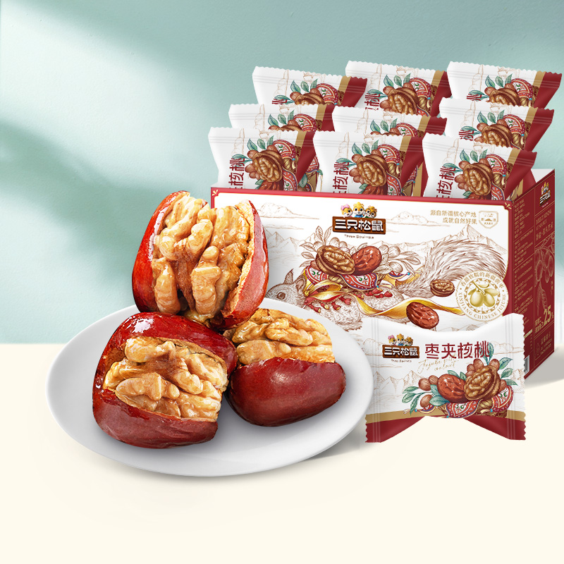三只松鼠每日枣夹核桃750g枣仁派