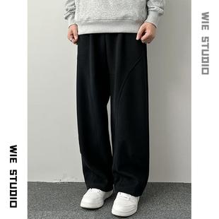 裤 400G重磅质感休闲 男春秋季 款 WIE 宽松阔腿长裤 STUDIO垂感卫裤
