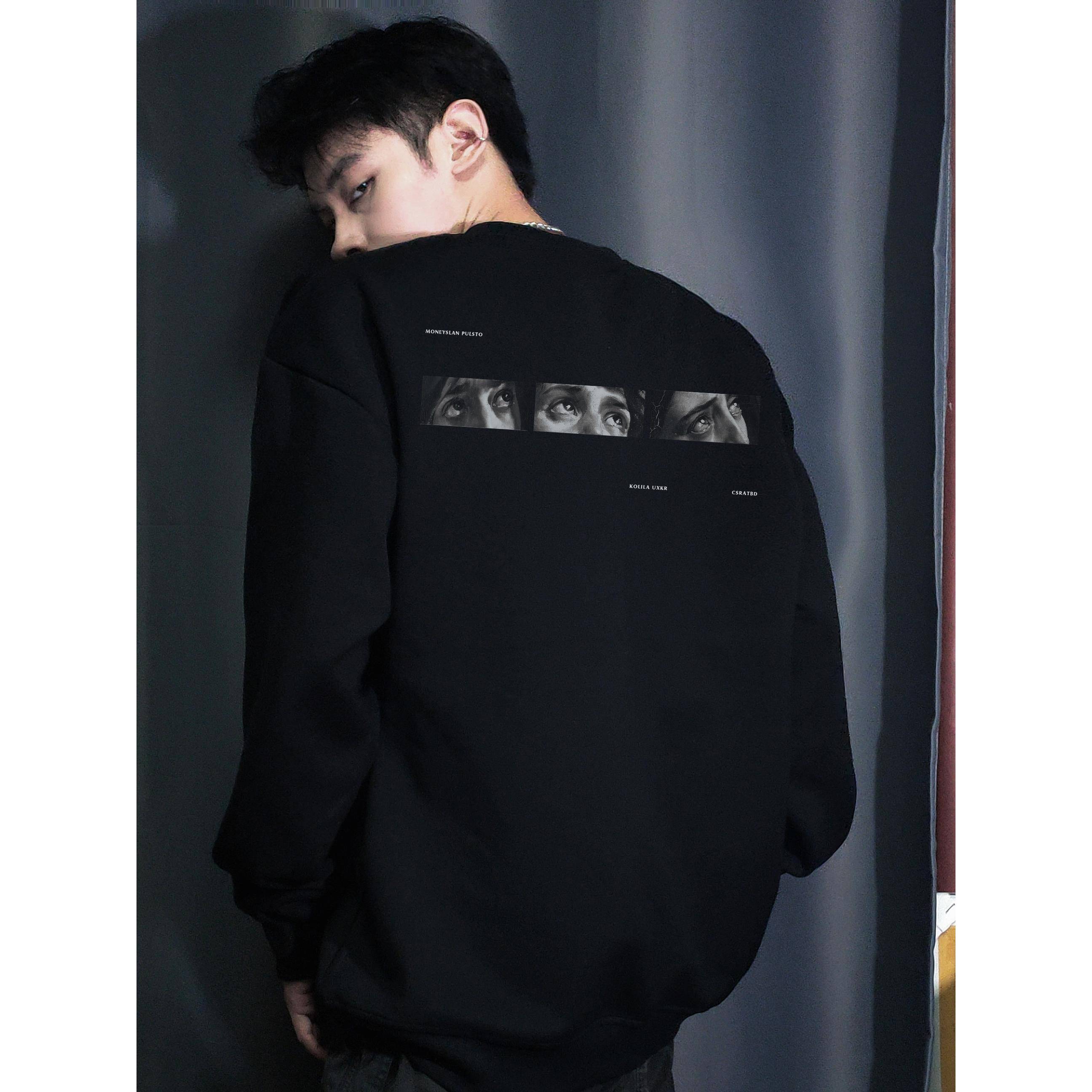 FOMK潮牌美式印花宽松圆领卫衣男生秋冬复古街潮加绒重磅套头外套