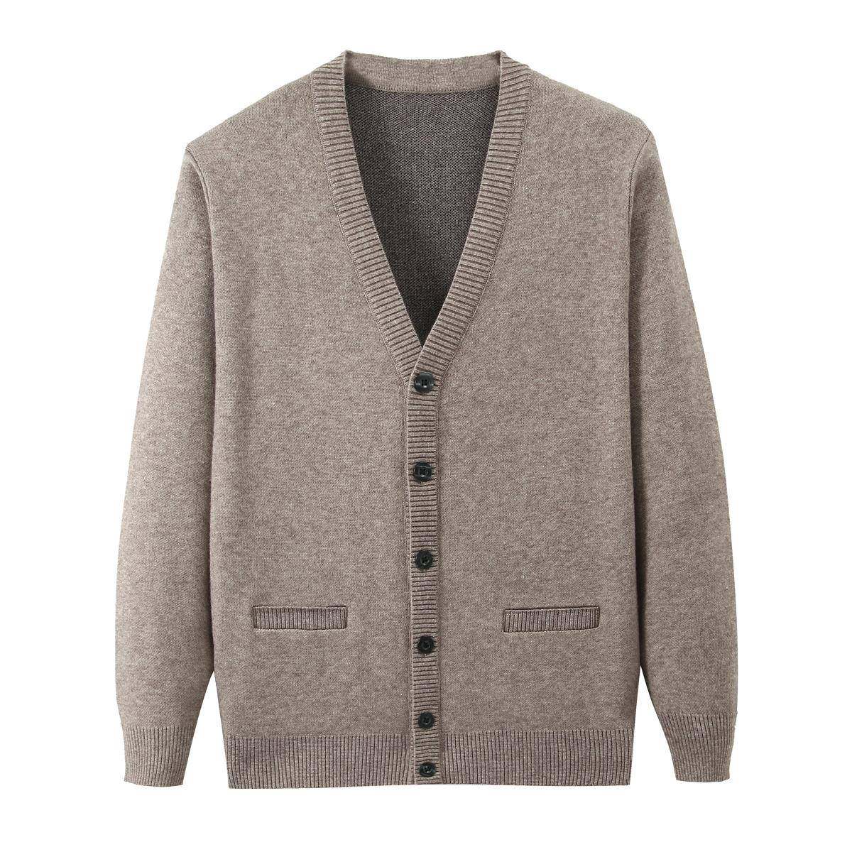 爸爸装羊毛针织开衫男士毛衣加厚薄款中老年头人男装爷爷春秋季款