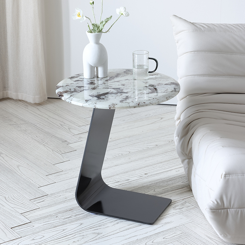 客厅沙发天然奢石小边几轻奢现代简约大理石岩板极简茶几创意圆桌