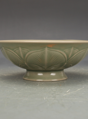 唐越窑雕刻秘色瓷果盘仿古瓷器摆件古董古玩老物件X真品老货包老