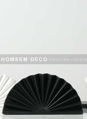 新中式陶瓷扇形创意摆件t 客厅办公室样板房间玄关柜 软装饰品