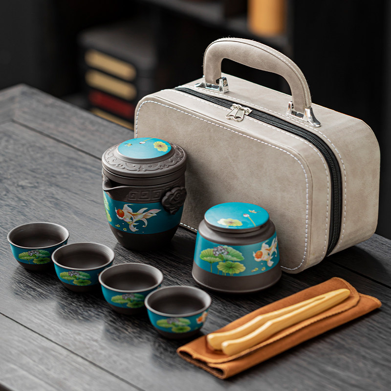 旅行功夫茶具套装家用户外简约便携包一壶L四杯办公旅行泡茶壶茶,餐饮具,旅行茶具,淘宝优惠券,粉丝福利购,淘宝优惠卷