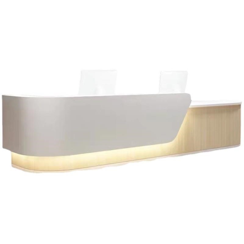 公司前漆台接待台服店烤收银M152D台柜台简现代美容院约原木纹吧