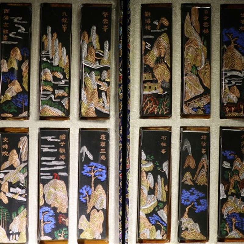 收藏徽墨 十六两墨锭黄山风景图/墨条墨块墨锭精品W墨集锦墨收藏