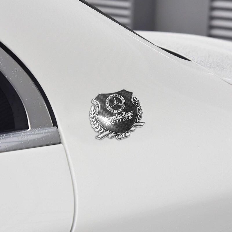 Benz新A B E C GLC CLA GLB 改装金属车身志S麦穗车身贴立体贴车