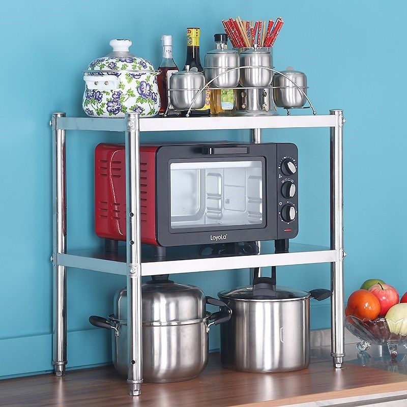 不锈钢厨房置物架可调节微波炉收纳架30x35 4J0Lx40 45x50多层落,厨房/烹饪用具,微波炉置物架,淘宝优惠券,粉丝福利购,淘宝优惠卷